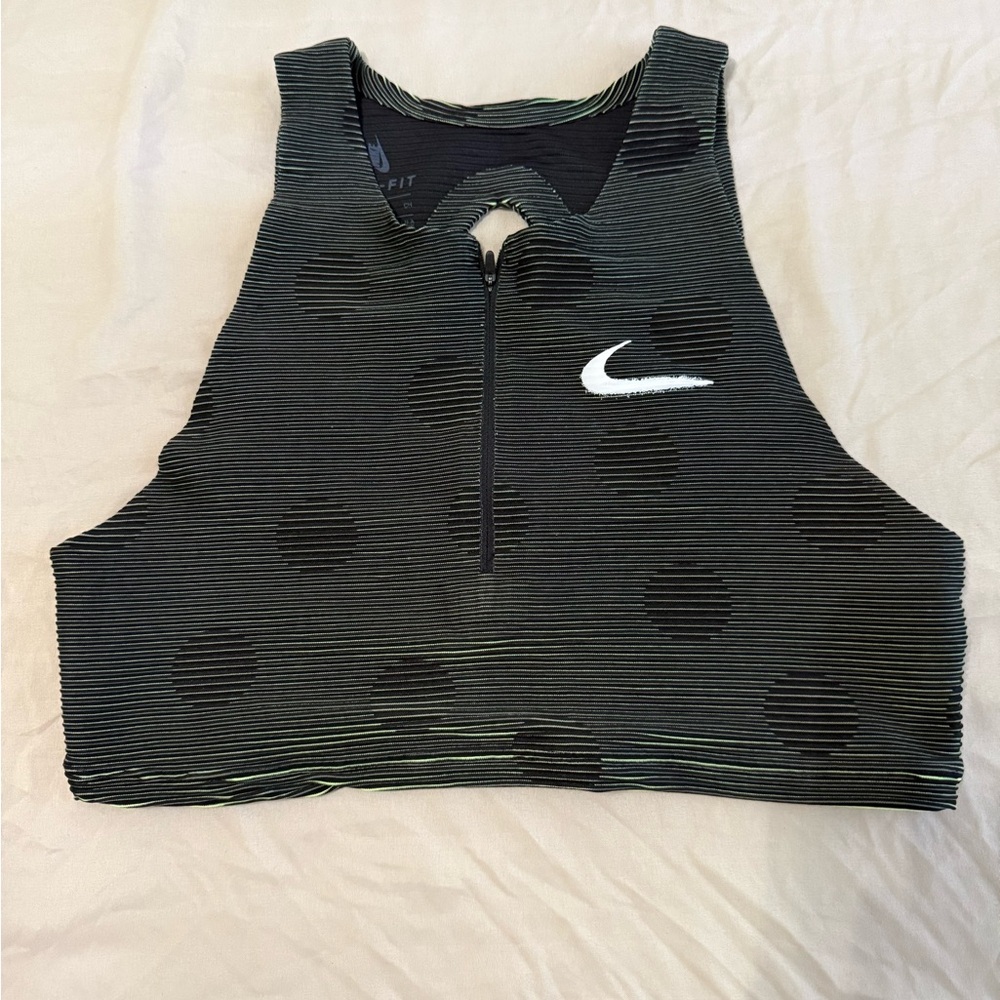 Nike Black and Gray Zipper Sports Bra